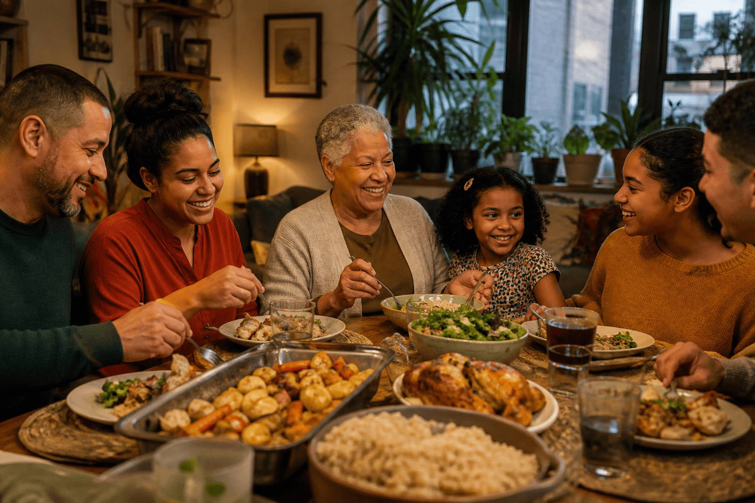 Family sharing a healthy meal
