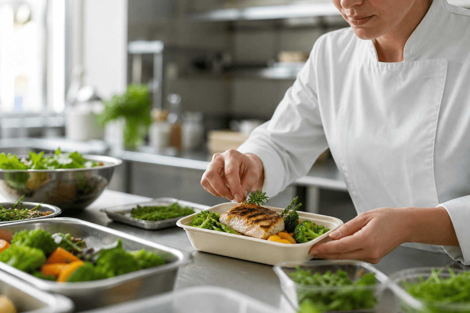 Chef plating a medically tailored meal